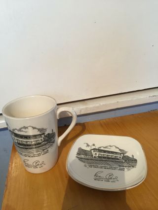 1961 Brian Close Benefit Ash Tray & Rare Coffee Cup Of Yccc Headingley Pavilion