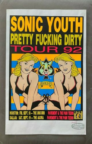Frank Kozik - 1992 - Sonic Youth Signed Tour Poster Print Limited Rare