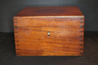 Vintage Tiger Oak Storage Box With Inner Tray - 1.  2kg - 9 " Squared
