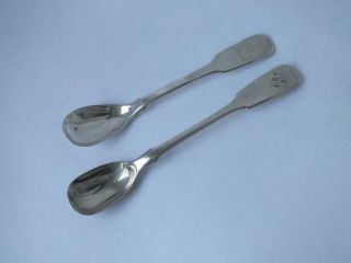 2 Antique Victorian Solid Sterling Silver Mustard/ Condiment Spoons/ 31 G