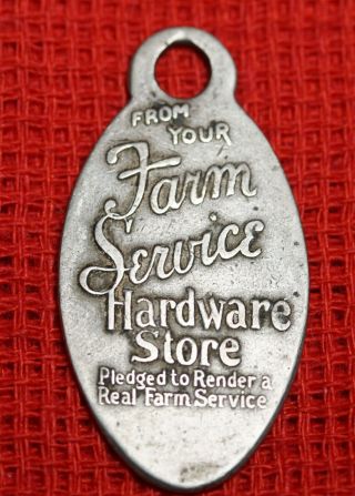 Antique If Found Return For Reward Key Chain Fob Farm Service Hardware Racine Wi
