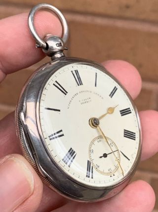 A Gents Large Antique Solid Silver C.  Calow Of Belfast Fusee Pocket Watch 1899.