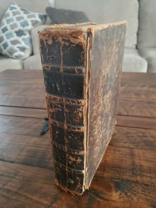 1716 Holy Bible John Baskett London Newcomb Leather Antique Old Rare Edinburgh
