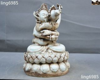 Rare Tibet White Porcelain Glaze Happy Buddha Vajra Dorje Yab - Yum Hevajra Statue