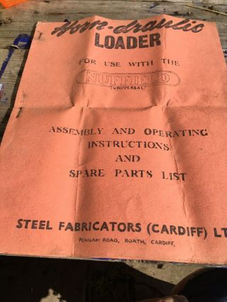 Rare Horn - Draulic Loader For Use With Nuffield Universal Brochure