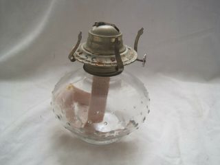 Vintage Antique Solid Brass And Glass Dimple Burner Lamp Unusual Rare British