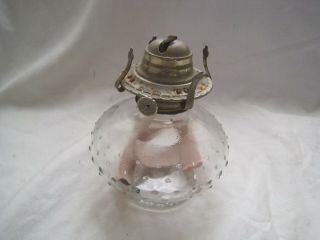 VINTAGE Antique SOLID BRASS and GLASS Dimple BURNER Lamp Unusual Rare BRITISH 2