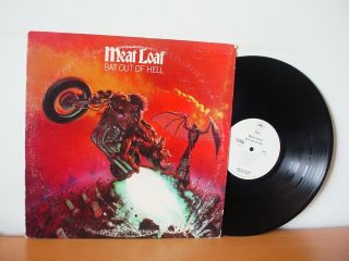 Meat Loaf " Bat Out Of Hell " Rare White Label Promo Lp From 1977 (epic Pe 34974).