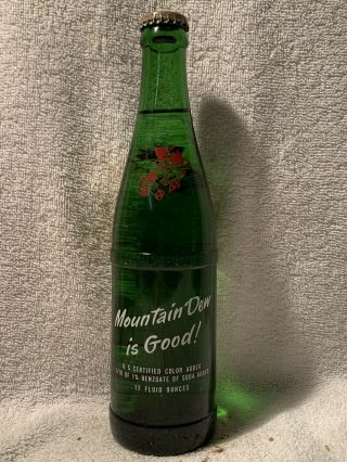 RARE FULL 12oz MOUNTAIN DEW RED HILLBILLY “MOUNTAIN DEW IS GOOD” ACL SODA BOTTLE 2