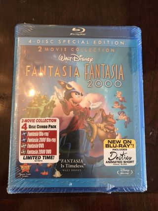 Rare Oop Fantasia,  Fantasia 2000 Blu - Ray Dvd Combo 4 - Disc Set