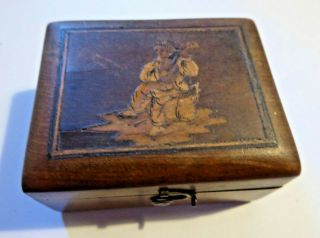 Antique Sorrento Ware Wooden Stamp Box
