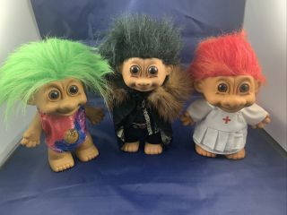 Vintage Set Of 3 Trolls Figures Dolls