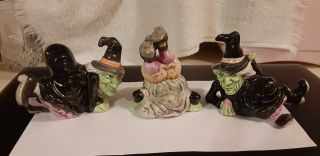 Fitz & Floyd Tumbling Witches.  Hand Painted.  Set Of 3.  Rare Vgc