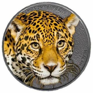 Cameroon 2013 Leopard African Big Five Hr Colored Silver Coin 1000 Francs Rare