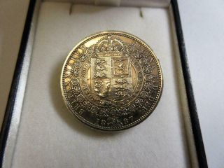 Antique Queen Victoria 1887 Golden Jubilee Silver Half Crown Coin Brooch