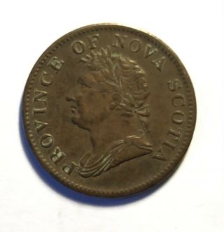 Nova Scotia 1832 King George Iv Halfpenny Half Penny Token Coin Antique Canada