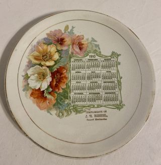Antique 1910 China Calendar Advertising Plate J.  H.  Rishel General Merchandise