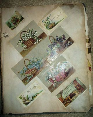 Antique Victorian Scrapbook With Trade Cards 2