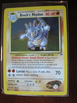 Brock’s Rhydon Holo Foil 2/132 Gym Heroes Pokemon Card