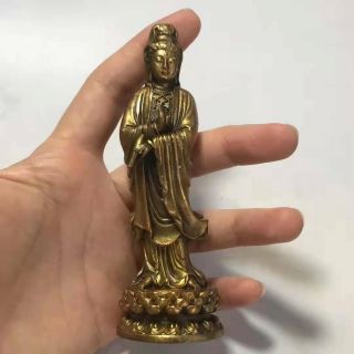 Chinese Old Tibetan Buddhist Brass Guanyin Buddha Statue Sculpture