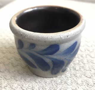Mini Stoneware Salt Glaze Crock Cobalt Blue Design