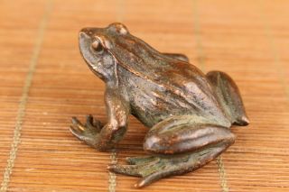 Japanese Old Bronze Hand Cast Frog Statue Figure Collectable Tea Pet Decoration