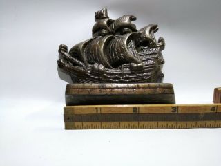Antique Cast Iron Sailing Ship Book Ends Bookend