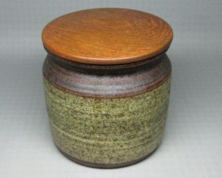 Vibert Pottery Canister With Wood Lid Denis Vibert Pine Tree Kiln (6376)