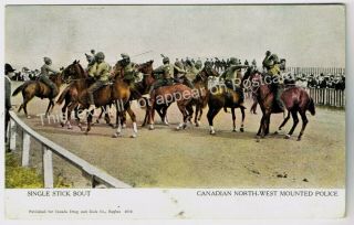 Rare Postcard C1908: Canadian North West Mounted Police - Single Stick Bout