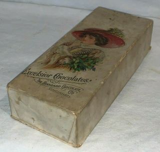 ANTIQUE EXCELSIOR CHOCOLATE CANDY BOX CINCINNATI OH VICTORIAN LADY GROCERY STORE 2