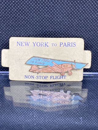 Antique Charles Lindbergh York To Paris Spirit Of St.  Louis Airplane Pin