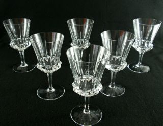 Rare Antique Baccarat Flawless Crystal Set 6 X Wine Goblet W/ Deep Cut
