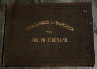 Large Rare Antique Old German Estate Book 1850s Life Norwegian Farm Illustrated