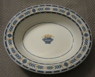 Antique Wedgwood The Etruria Medium Oval Serving Bowl Blue & Yellow Laurel