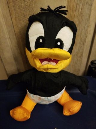 Vintage Tyco Lovables 12 " Daffy Duck Baby Nylon Plush Looney Tunes Rattle Toy
