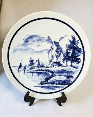 Rare Delft Charger Plate 11 1/2 " One Of A Kind Signed By Artist Peter Van Rossum