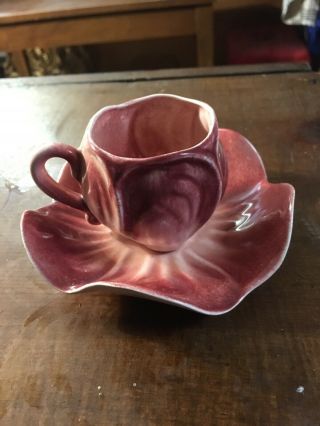 Kipp Ceramics Demitasse Cup & Saucer,  Red And Pink Japan 1947