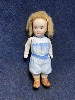 5 " Hertwig Mignonette Boy Dollhouse Doll Molded Bisque Wig Marked 109 6/0 -
