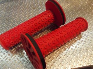 Oakley B - 2 Bmx Grips Vintage Red Old School Rare Skyway Hutch Red Line