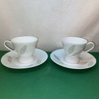 Vtg 2pc Pair Rare Mid - Century 1960’s Leaves Rosenthal Germany Tea Cup & Saucer