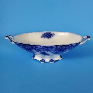 Antique Wh Grindley Flow Blue Serving Dish Bowl 12 Inch