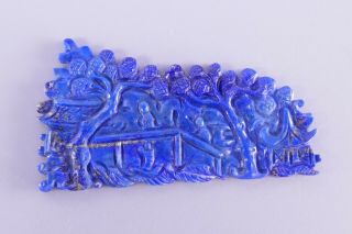 Fine Old Chinese Carved Lapis Lazuli Plaque Landscape Sculpture Scholar Art