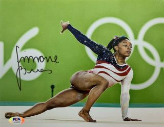 Simone Biles Hand Signed 8x10 Photo Usa Gymnastics Olympics Authentic Rare Psa