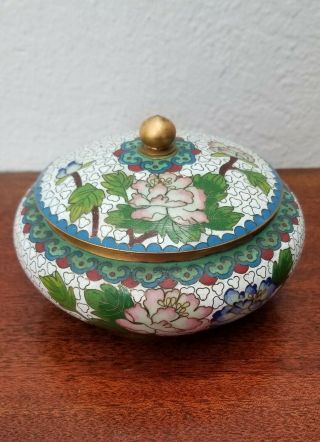 Antique Chinese Cloisonne Lidded Bowl,  Pot.  Republic Mark.