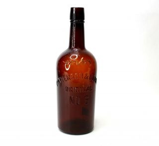Antique 1890 Patterson Coane No 6 Whiskey Amber Embossed Bottle Phila