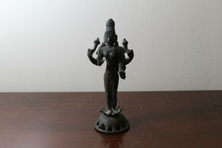 Very Old Antique South Indian Bronze Brass Hindu Goddess Parvati Statue 8 "