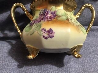 RARE Royal Vienna Sugar Bowl W/Lid Floral Hand painted Double Handle Gold Trim 2