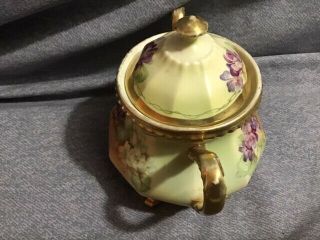 RARE Royal Vienna Sugar Bowl W/Lid Floral Hand painted Double Handle Gold Trim 3