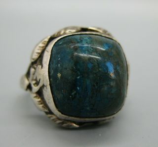 Antique Arts & Crafts Sterling Silver Vintage Blue Turquoise Dome Ring Size 6