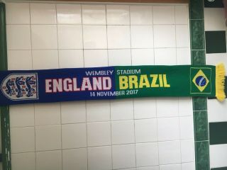52 X 8 " England V Brasil Scarf Wembley Stadium 14 November 2017 Rare Vintage